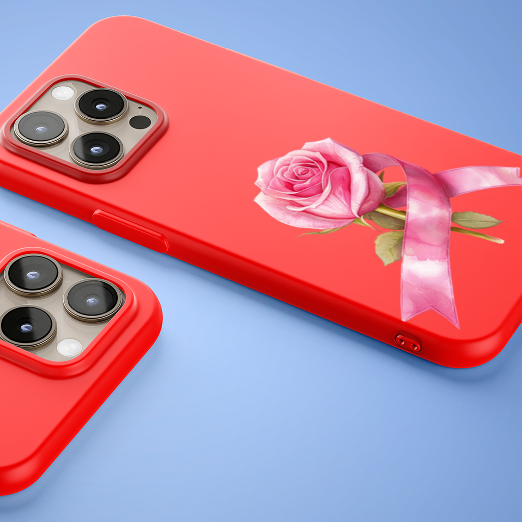 Breast Cancer Awareness Pink Rose iPhone 15 Pro Max Case