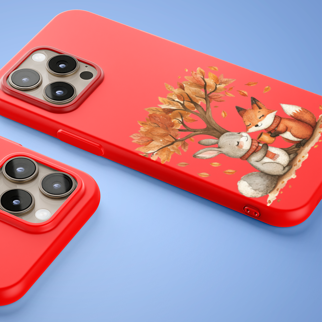 Cozy Autumn Fox and Rabbit iPhone 15 Pro Max Case