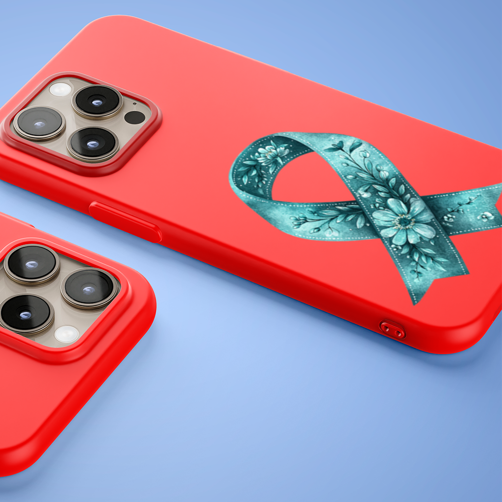 Floral Teal Awareness Ribbon iPhone 15 Pro Max Case