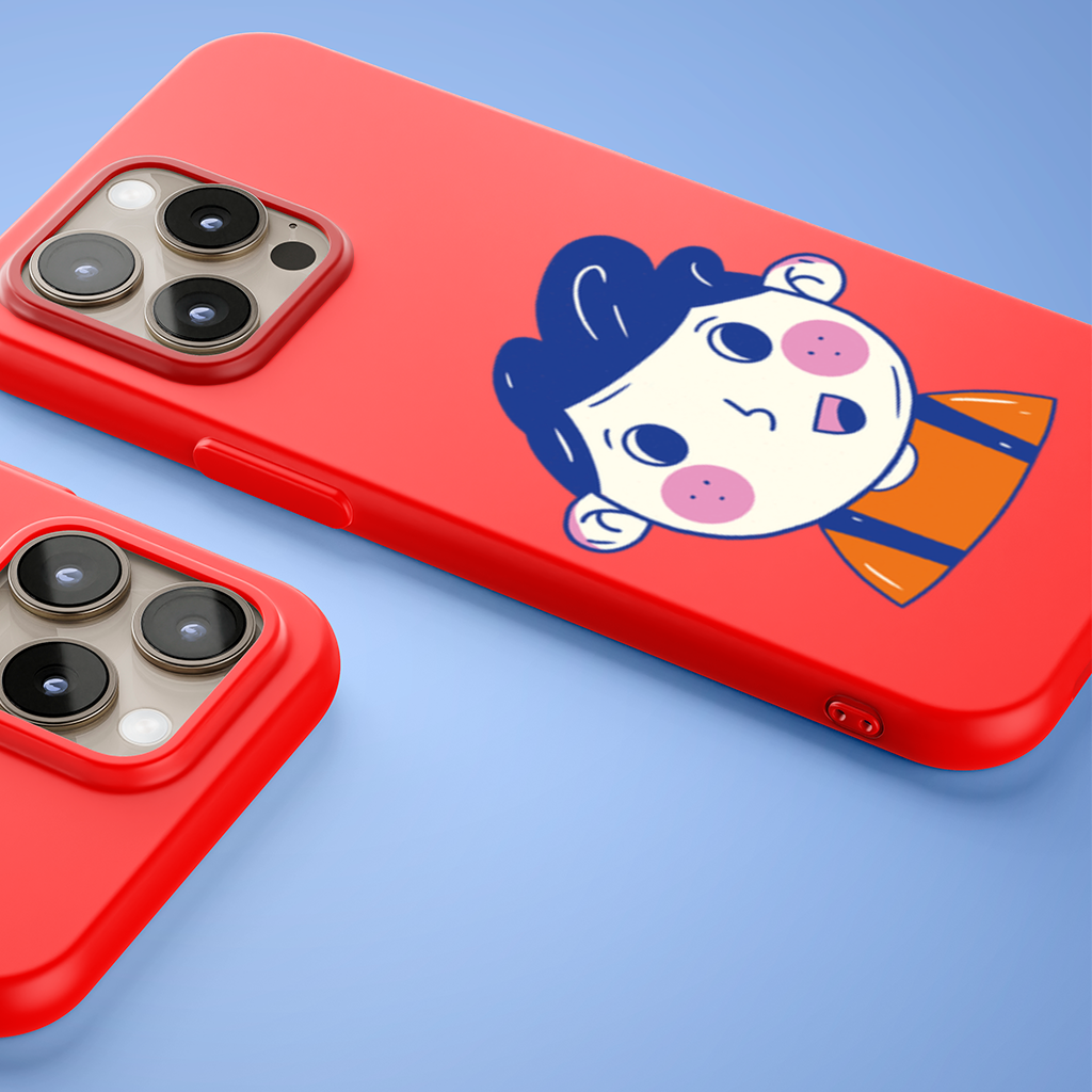 Cute Smiling Boy with Blue Hair iPhone 15 Pro Max Case