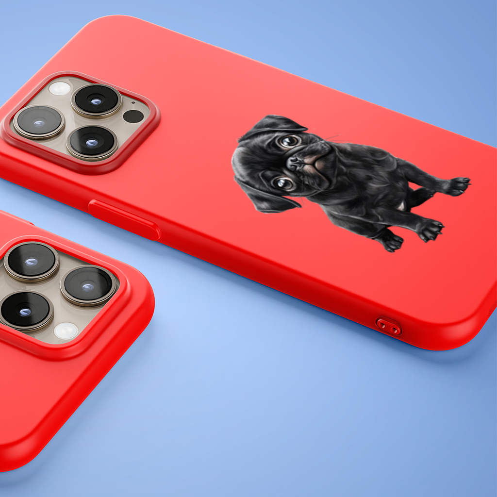 Innocent Black Pug Puppy iPhone 15 Pro Max Case