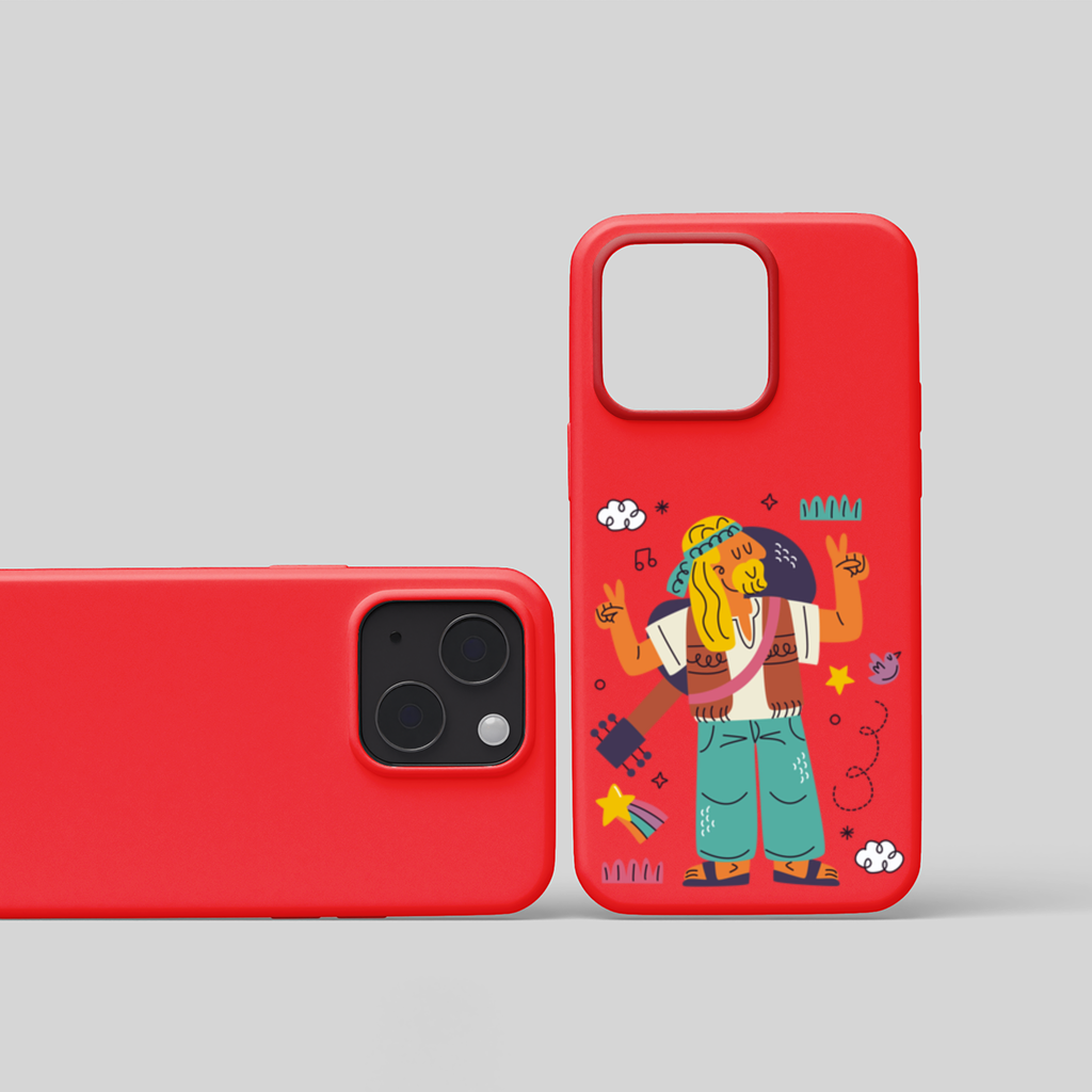 Retro Hippie Character iPhone 15 Plus Case
