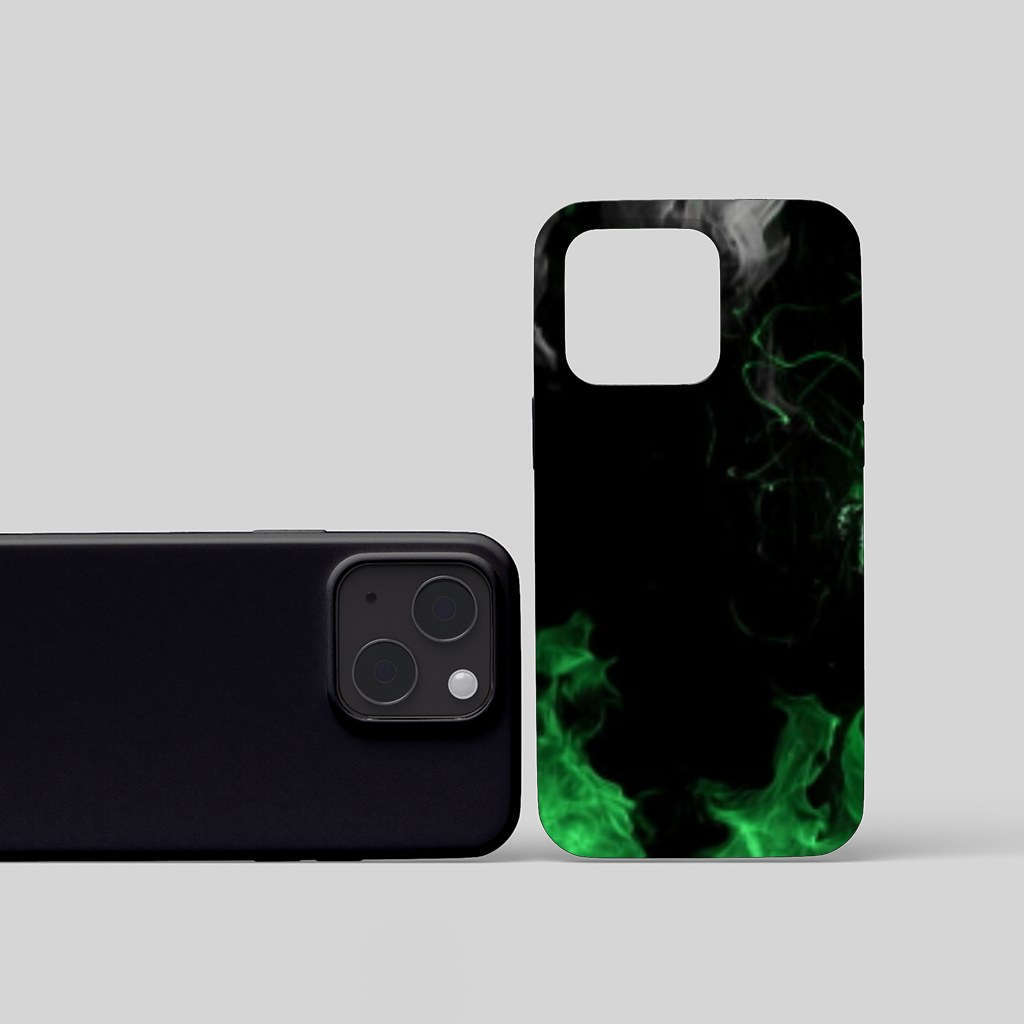Green and black smokes iPhone 15 Plus Case