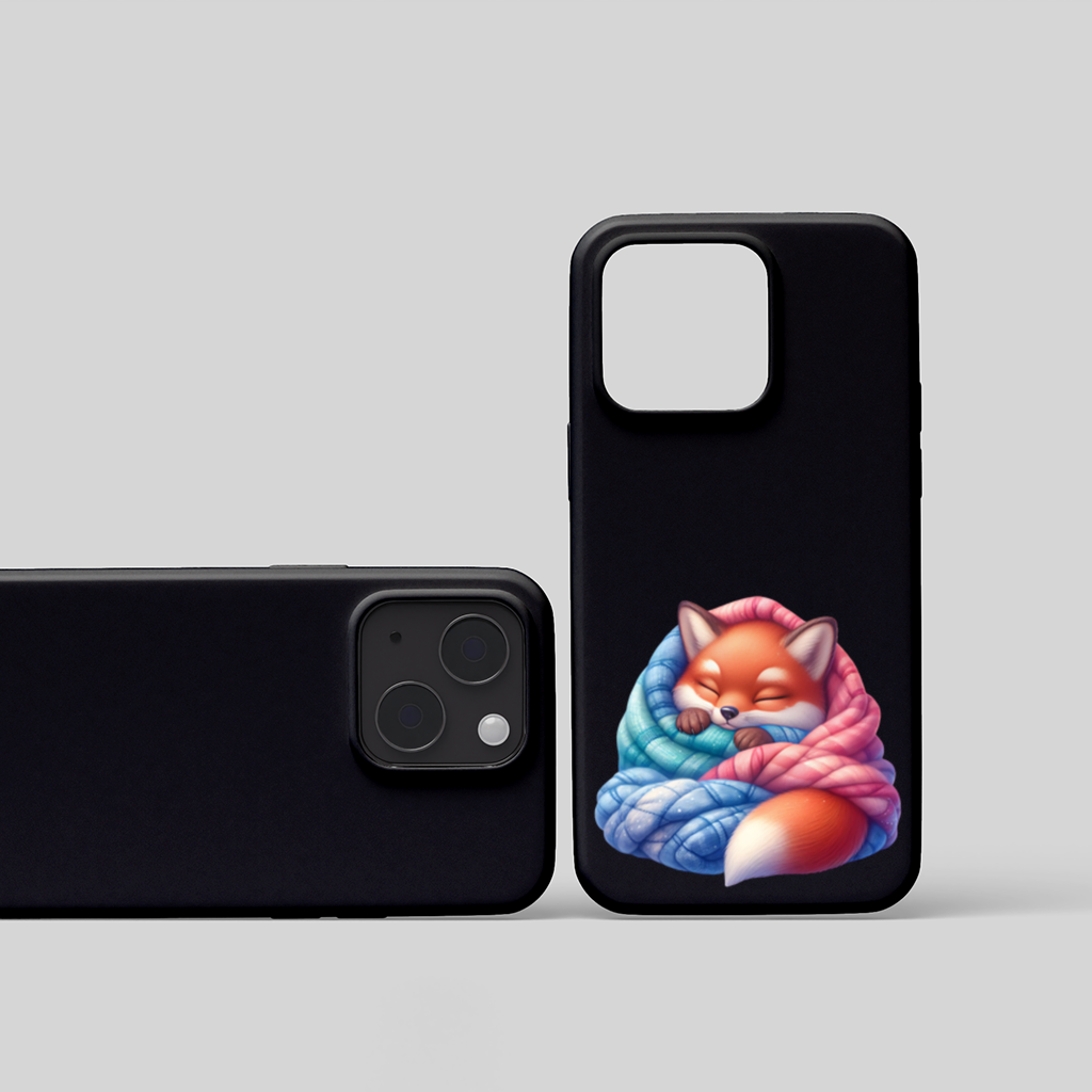 Sleeping Fox Knitted Blanket iPhone 15 Plus Case