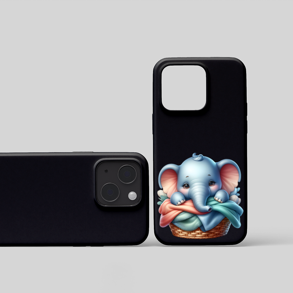 Cute Baby Elephant in Basket iPhone 15 Plus Case