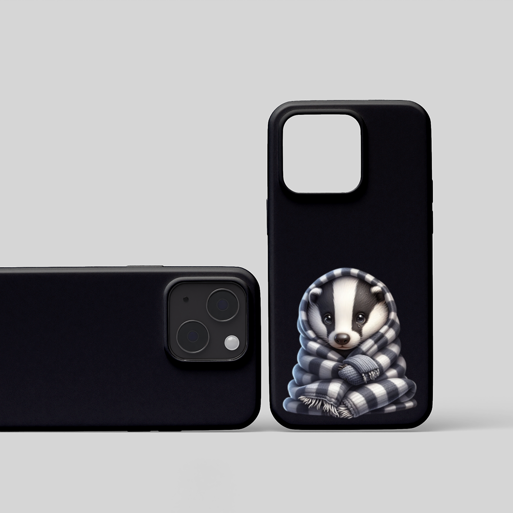 Cozy Baby Badger Wrapped in Blanket iPhone 15 Plus Case