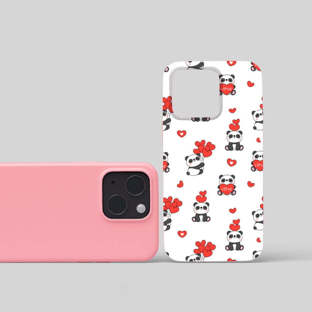 Cute Panda Valentines Day Love Heart Pattern Design iPhone 15 Plus Case