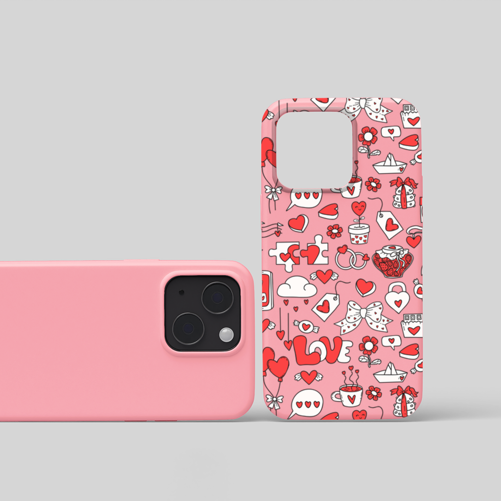 Valentines Day Doodle Love Heart Pattern Cute Design iPhone 15 Plus Case