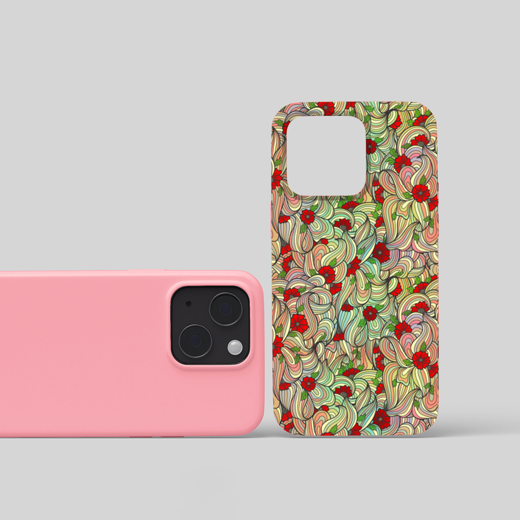 Floral Retro Wavy Pattern iPhone 15 Plus Case