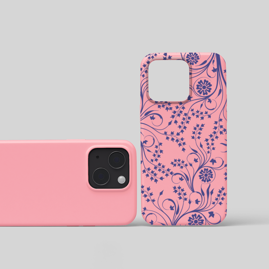Blue White Vintage Floral Pattern iPhone 15 Plus Case