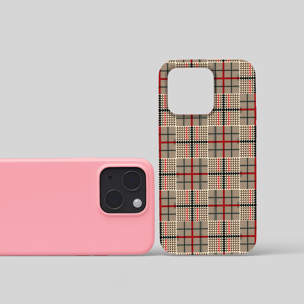 Red Black Geometric Tribal Pattern iPhone 15 Plus Case