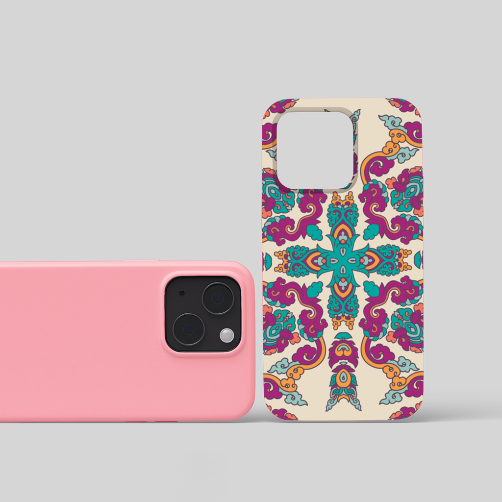 Colorful Oriental Symmetrical Mandala Pattern iPhone 15 Plus Case