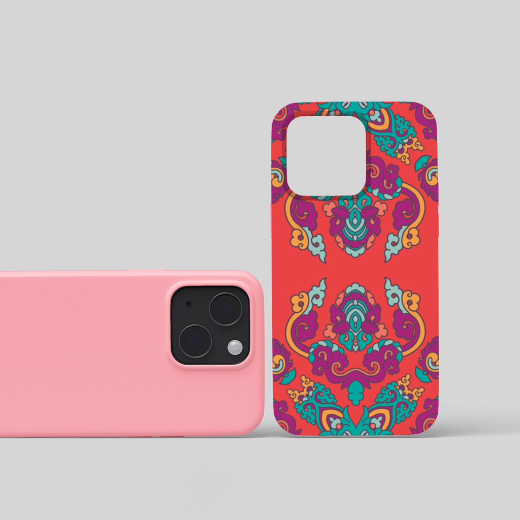 Vibrant Red Oriental Mandala Pattern iPhone 15 Plus Case