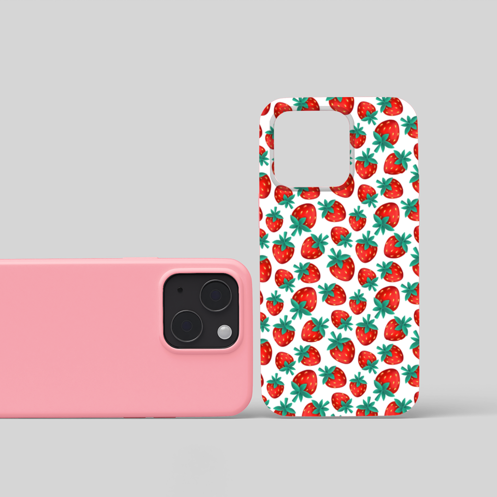 Vibrant Red Strawberry Summer Pattern iPhone 15 Plus Case