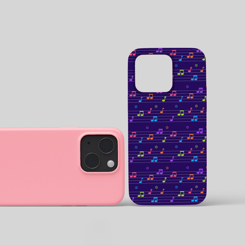 Colorful Music Notes and Modern Rhythm Seamless Pattern iPhone 15 Plus Case