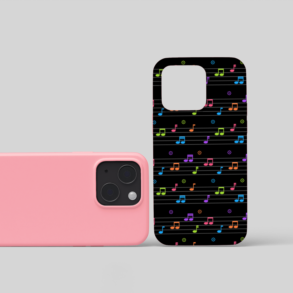 Vibrant Neon Music Notes and Rhythm Seamless Pattern iPhone 15 Plus Case