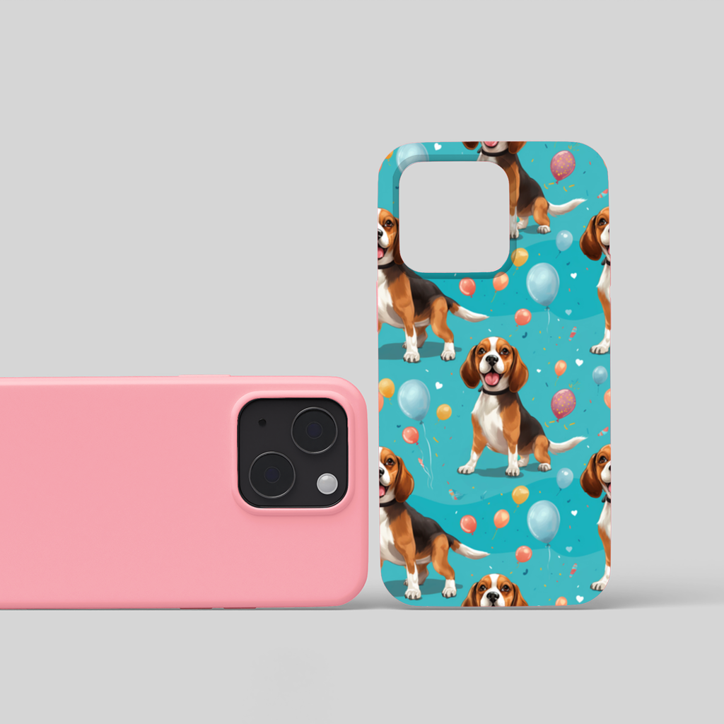 Cute Beagle Dog and Colorful Balloons Seamless Pattern iPhone 15 Plus Case
