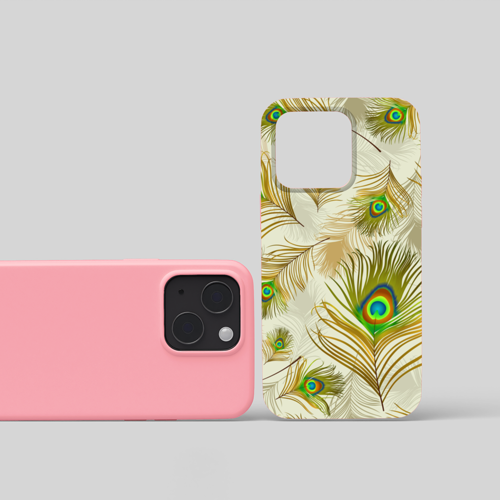 Elegant Peacock Feathers and Exotic Nature Seamless Pattern iPhone 15 Plus Case