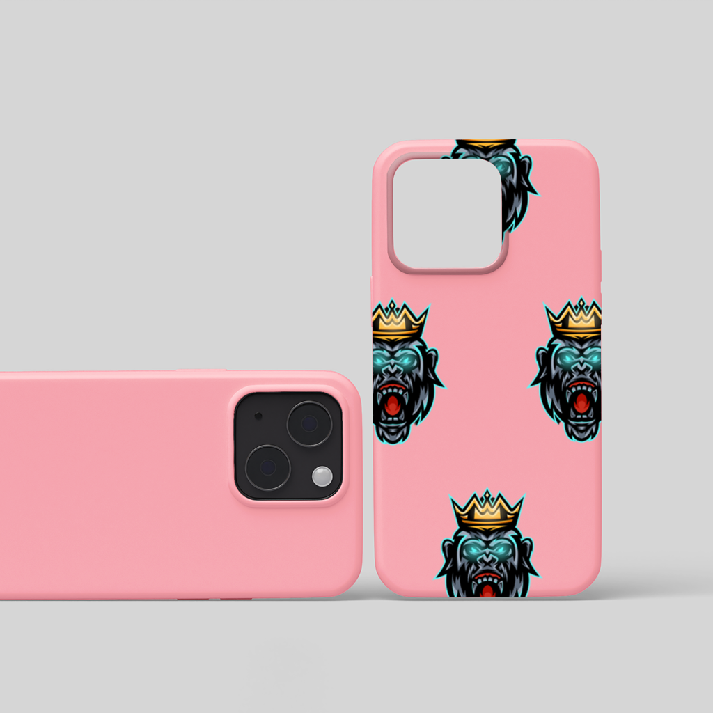 Angry Gorilla King with Crown Graphic - Neon Mascot Design iPhone 15 Plus Case