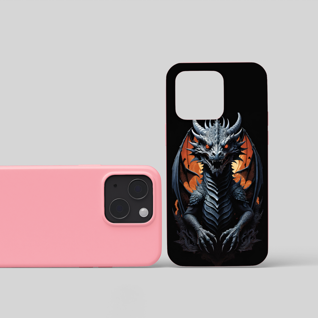 Gothic Fire-Eyed Dragon Illustration iPhone 15 Plus Case