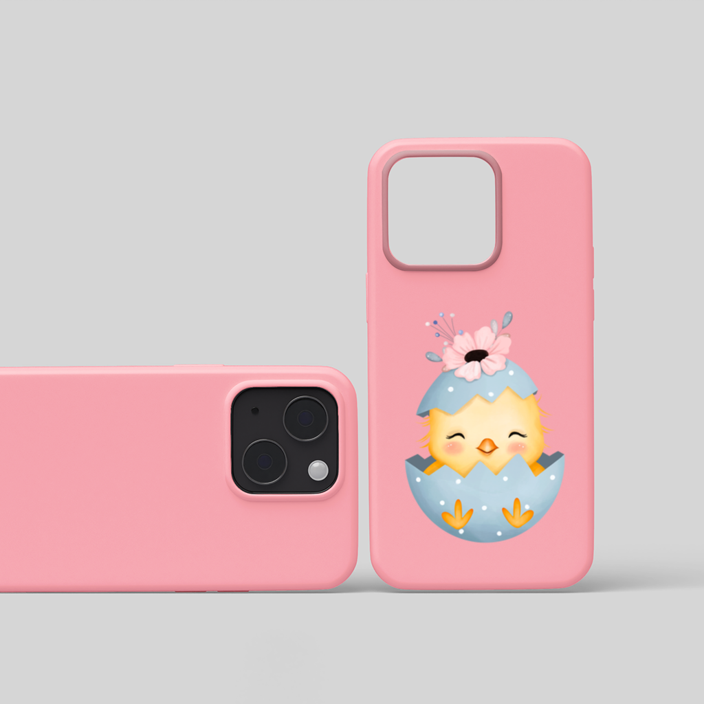 Cute Chick in Egg with Floral Hat iPhone 15 Plus Case