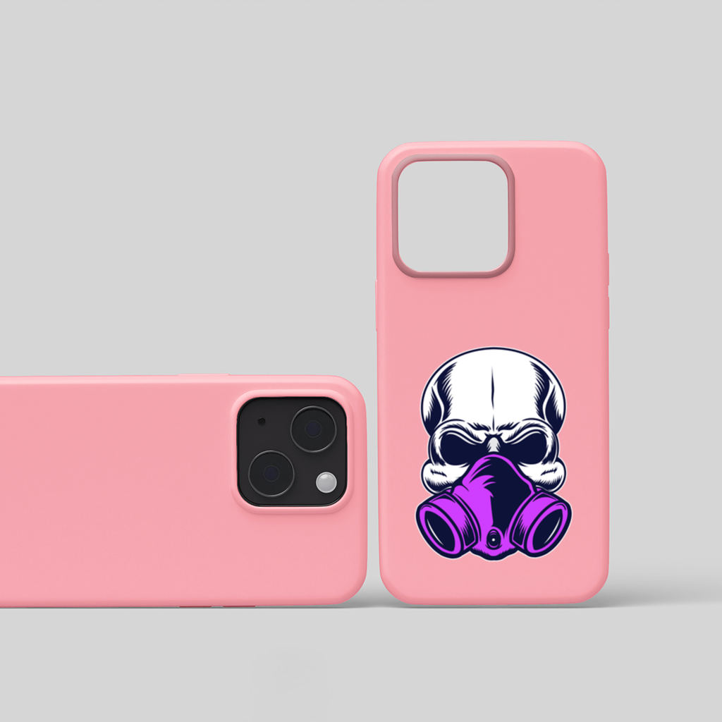 Skull with Gas Mask Illustration Modern and Edgy Design iPhone 15 Plus Case