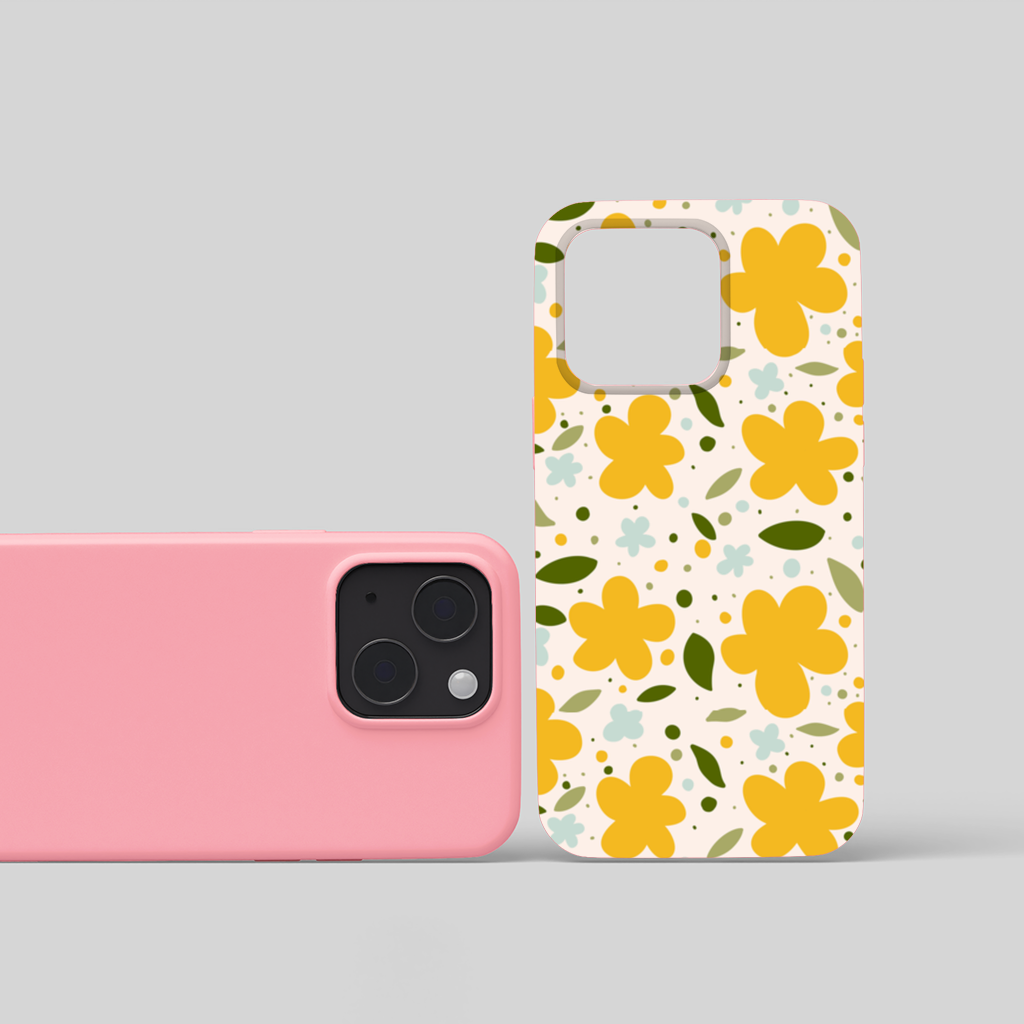 Yellow Floral and Leaf Boho Seamless Pattern iPhone 15 Plus Case