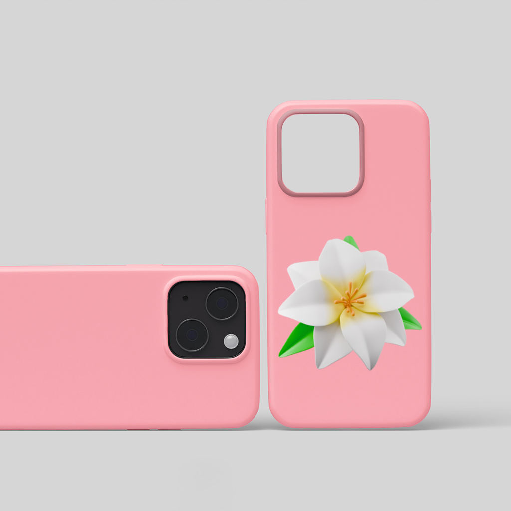 3D White Lily Flower Illustration iPhone 15 Plus Case
