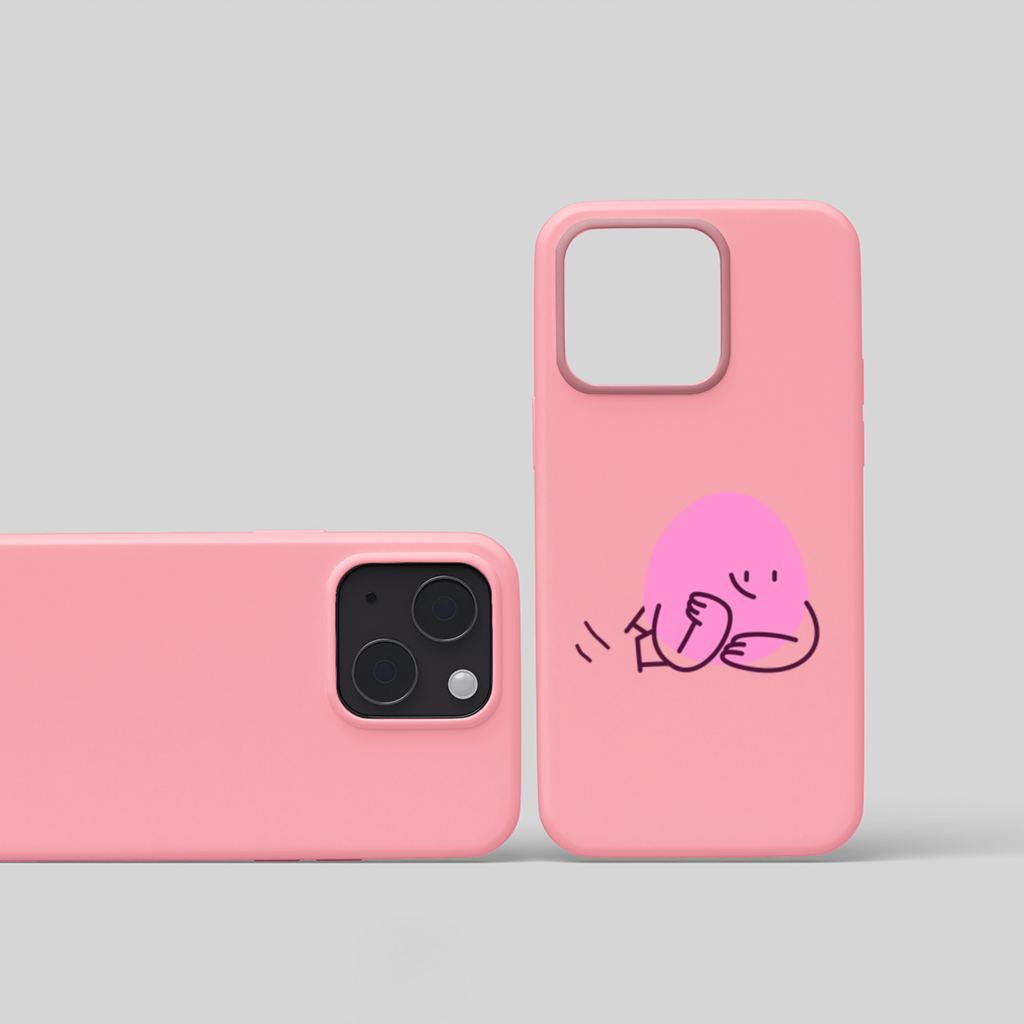 Cute Pink Lying Character Illustration iPhone 15 Plus Case