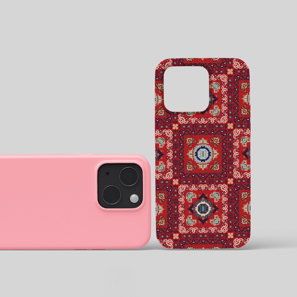 Traditional Kilim Inspired Red Ethnic Geometric Pattern iPhone 15 Plus Case