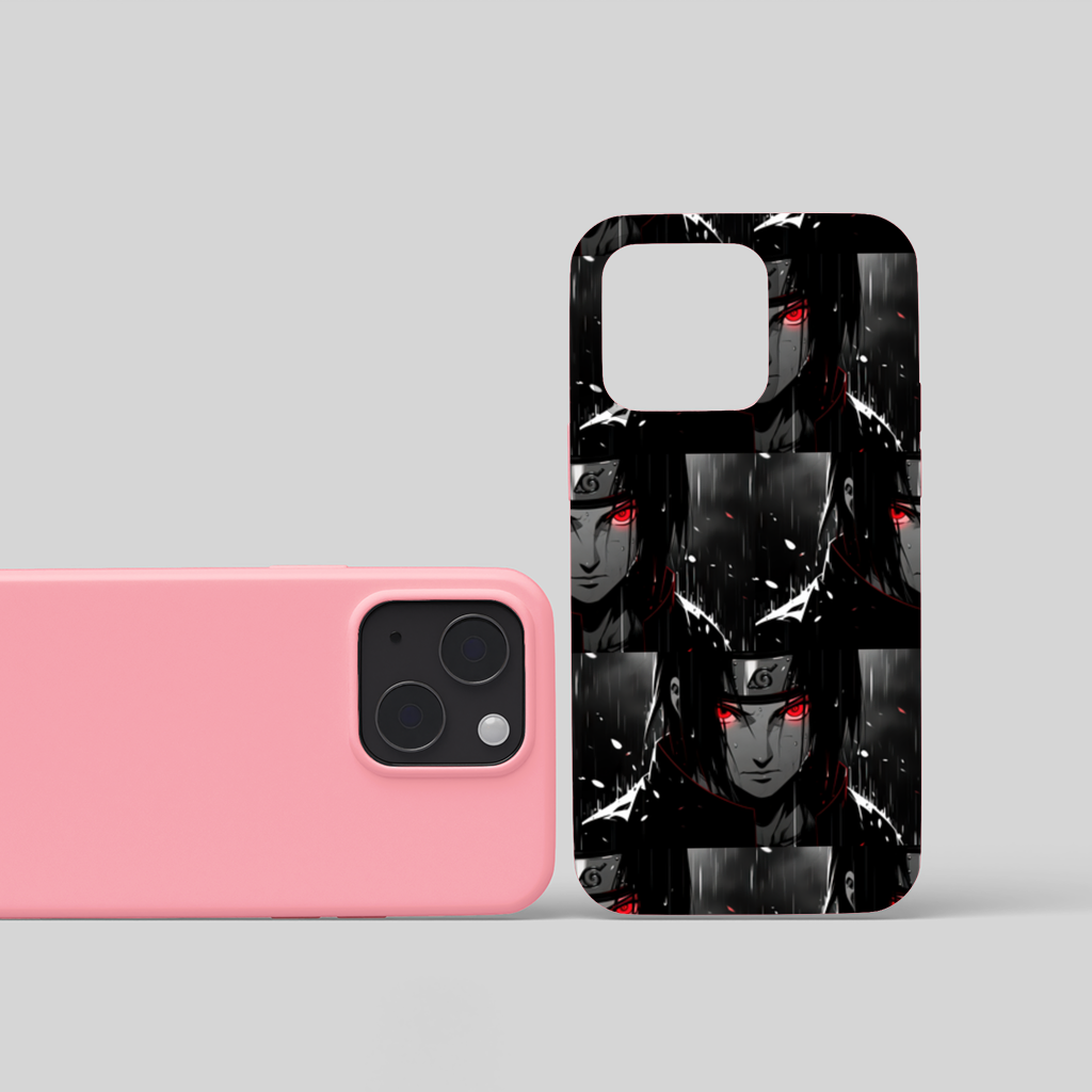 Itachi Uchiha Sharingan Awakening in the Rain iPhone 15 Plus Case