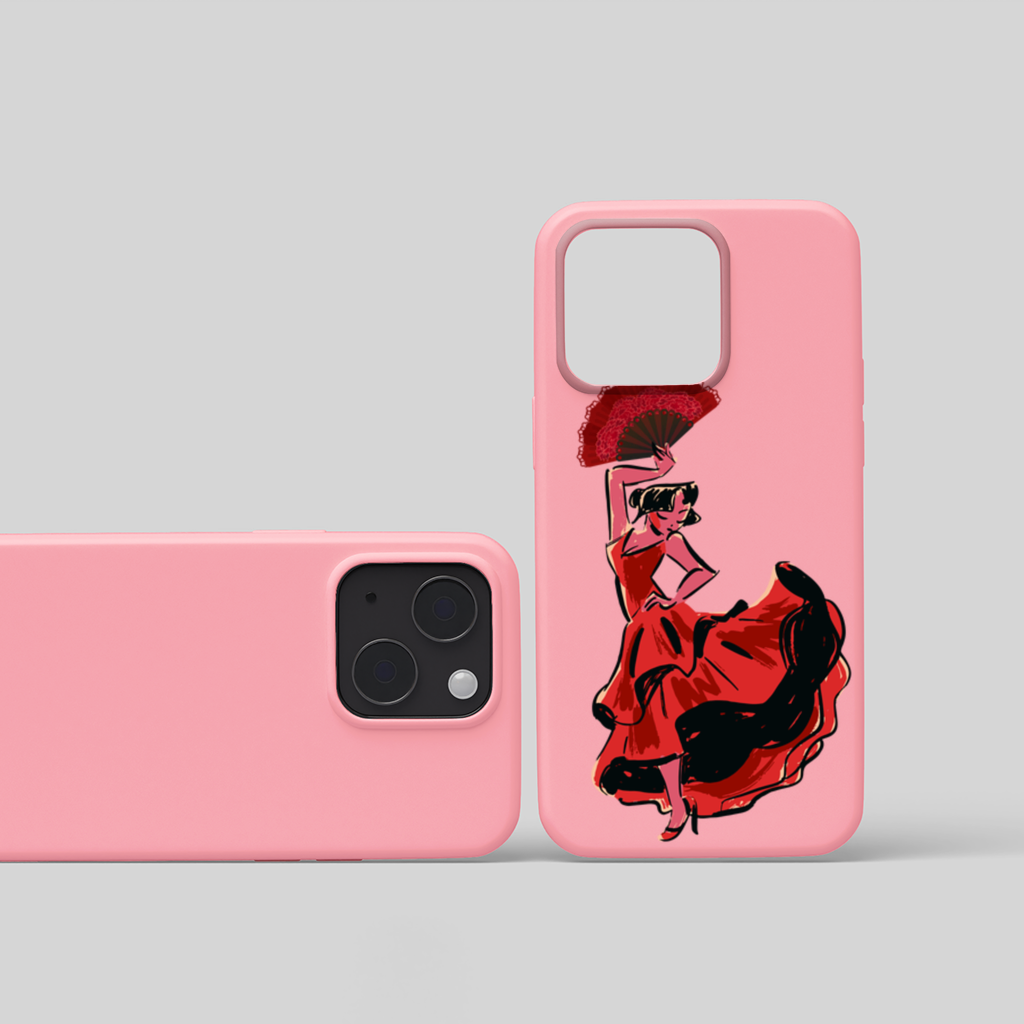 Flamenco Dancer with Fan Illustration iPhone 15 Plus Case