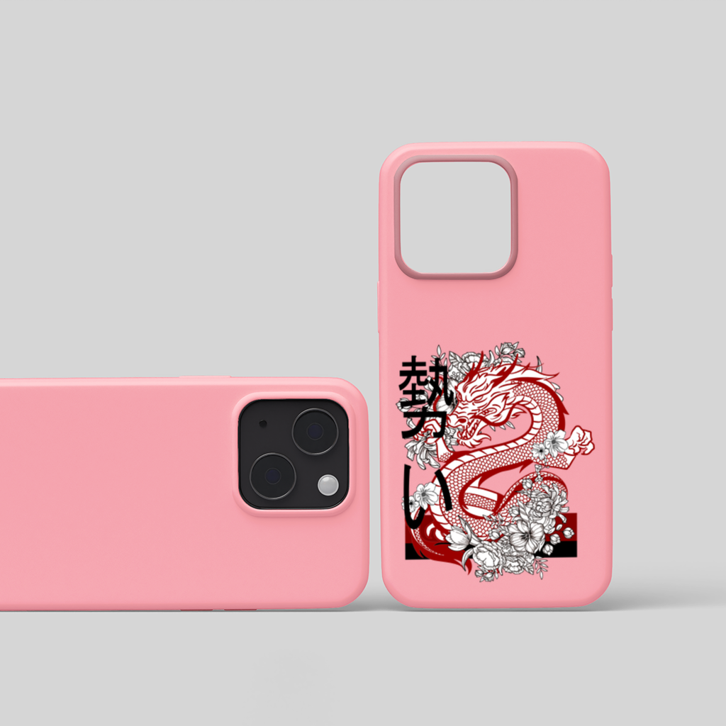 Japanese Dragon with Floral Design iPhone 15 Plus Case
