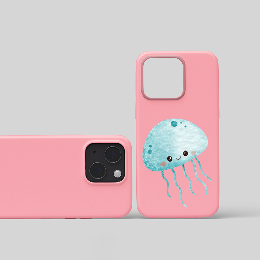 Cute Blue Jellyfish Character iPhone 15 Plus Case