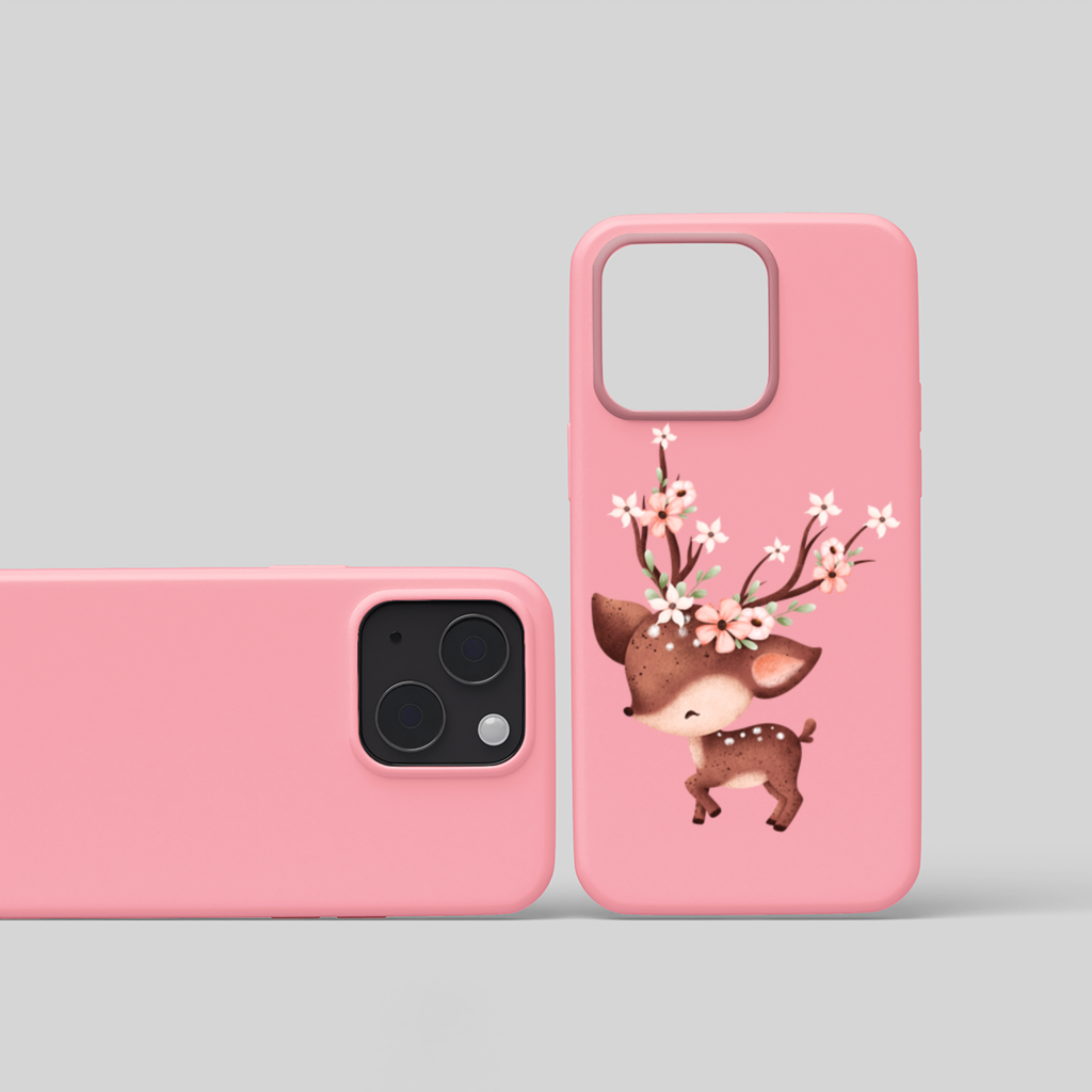 Cute Baby Deer with Floral Antlers iPhone 15 Plus Case