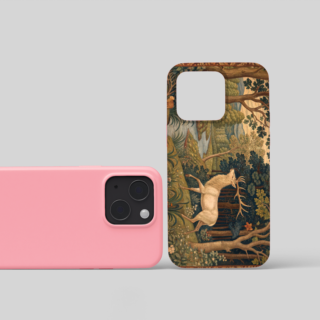 Noble Deer in Forest Landscape Classic Art Illustration iPhone 15 Plus Case
