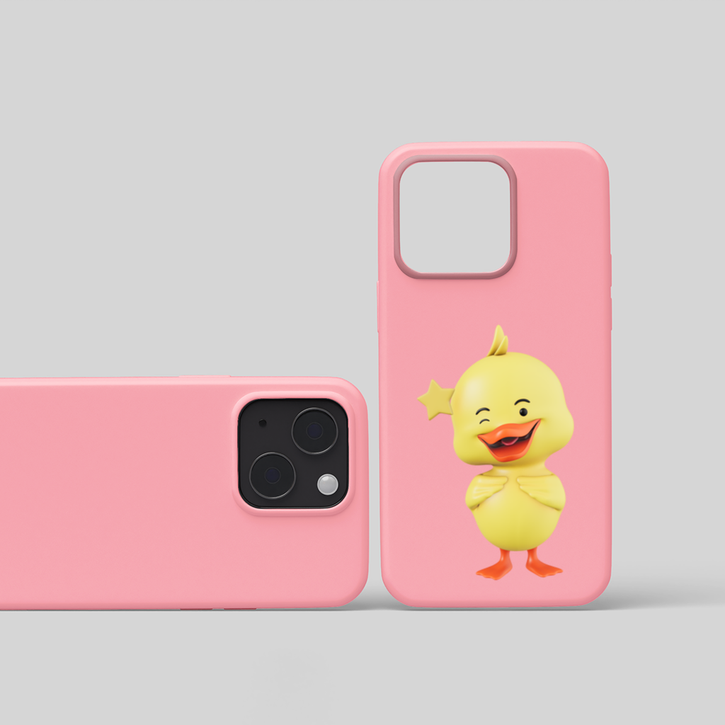 Cheerful Winking Yellow Duck with Star iPhone 15 Plus Case