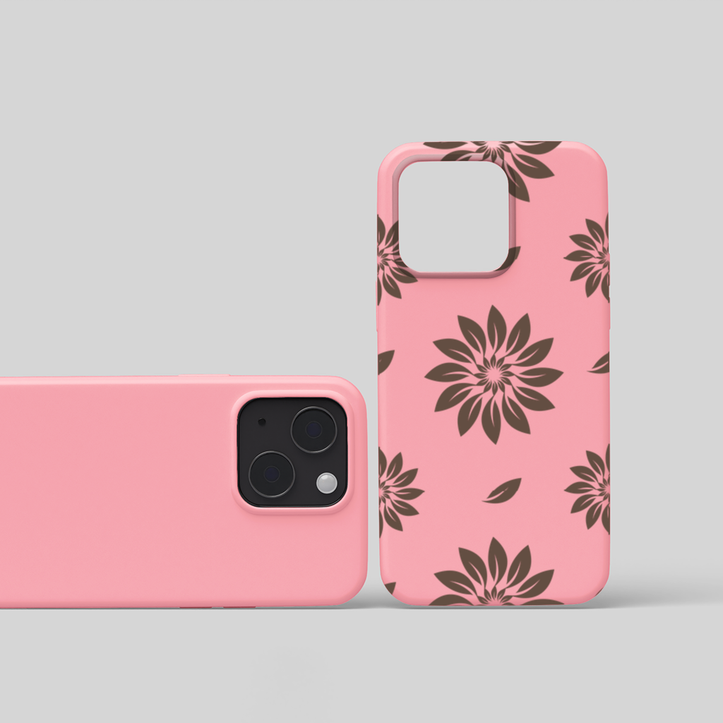 Minimalist Modern Brown Floral Pattern iPhone 15 Plus Case