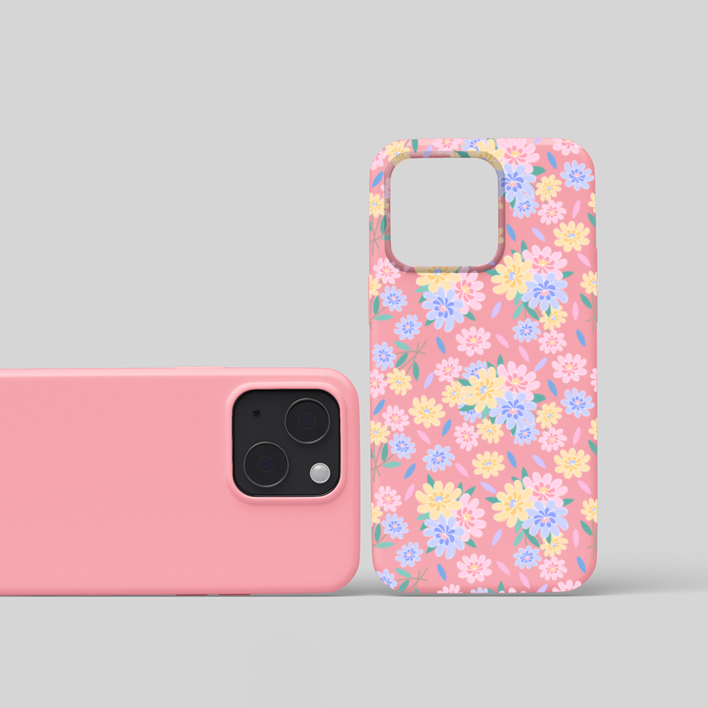 Colorful Pastel Spring Floral Pattern iPhone 15 Plus Case