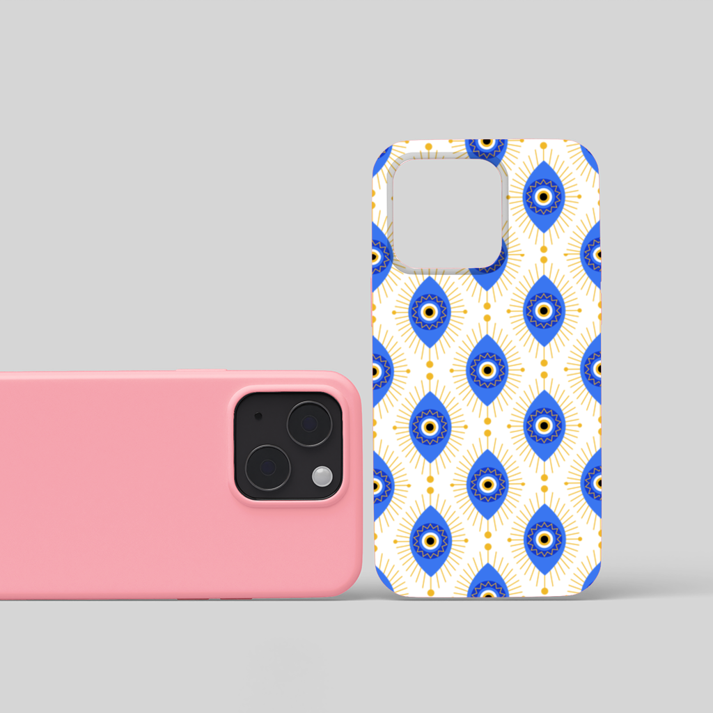 Modern Evil Eye Pattern with Sunburst Rays iPhone 15 Plus Case