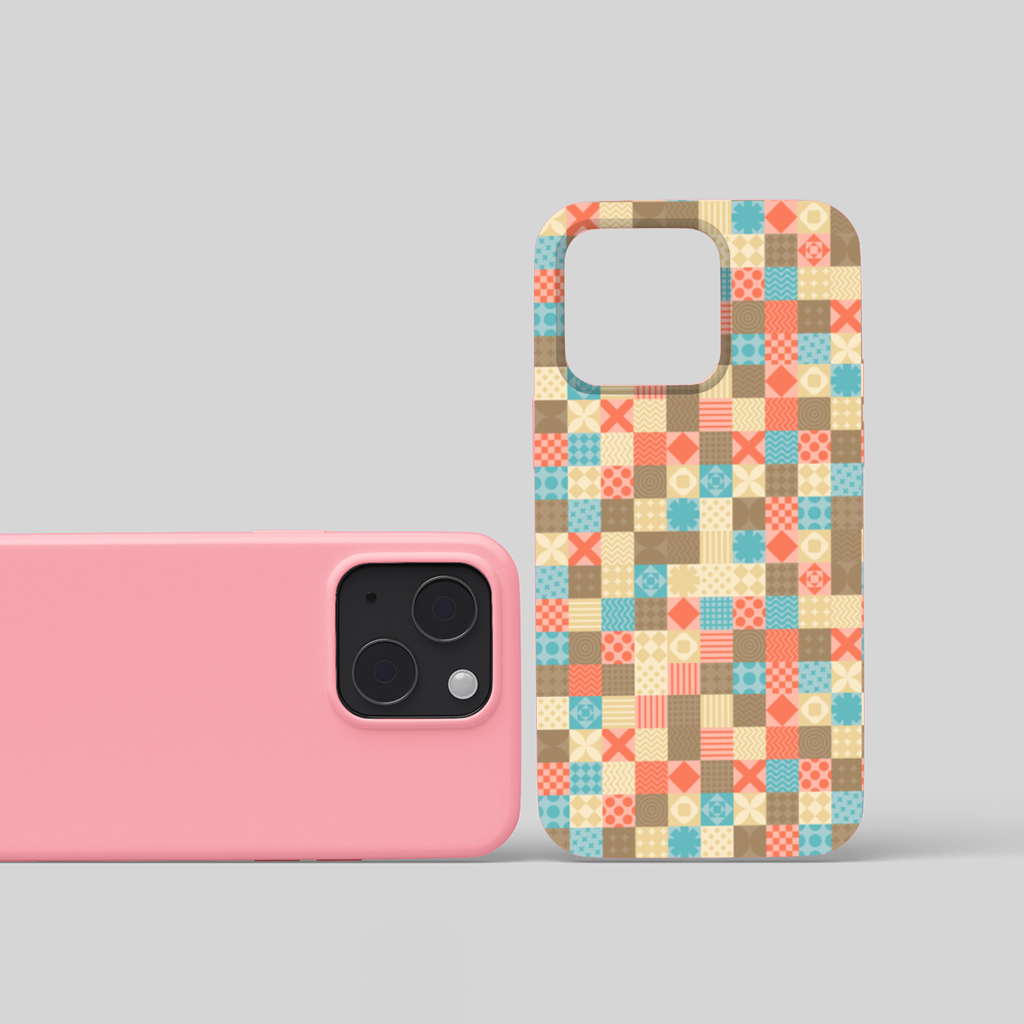 Colorful Modern Geometric Square Pattern iPhone 15 Plus Case