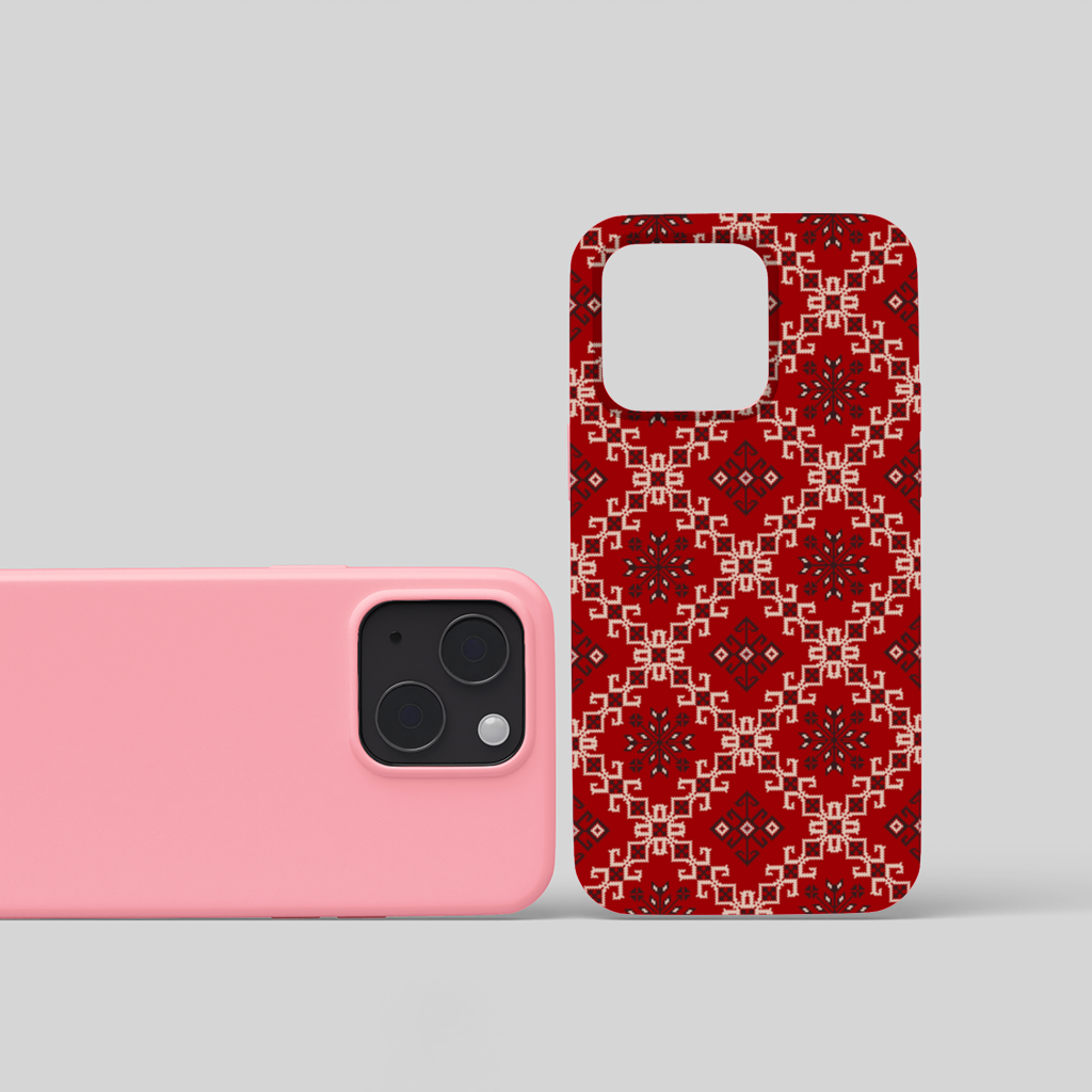 Red Ethnic Embroidery Pattern iPhone 15 Plus Case