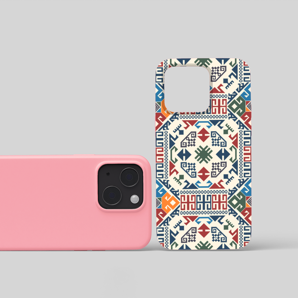 Multicolor Ethnic Geometric Motif iPhone 15 Plus Case