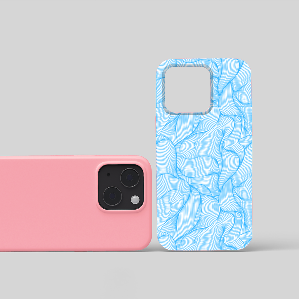 Blue Wavy Linear Abstract Pattern iPhone 15 Plus Case