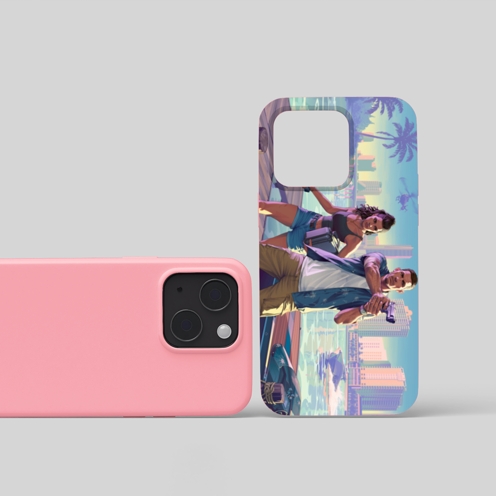 Vice City Showdown Tropical Heist Duo iPhone 15 Plus Case