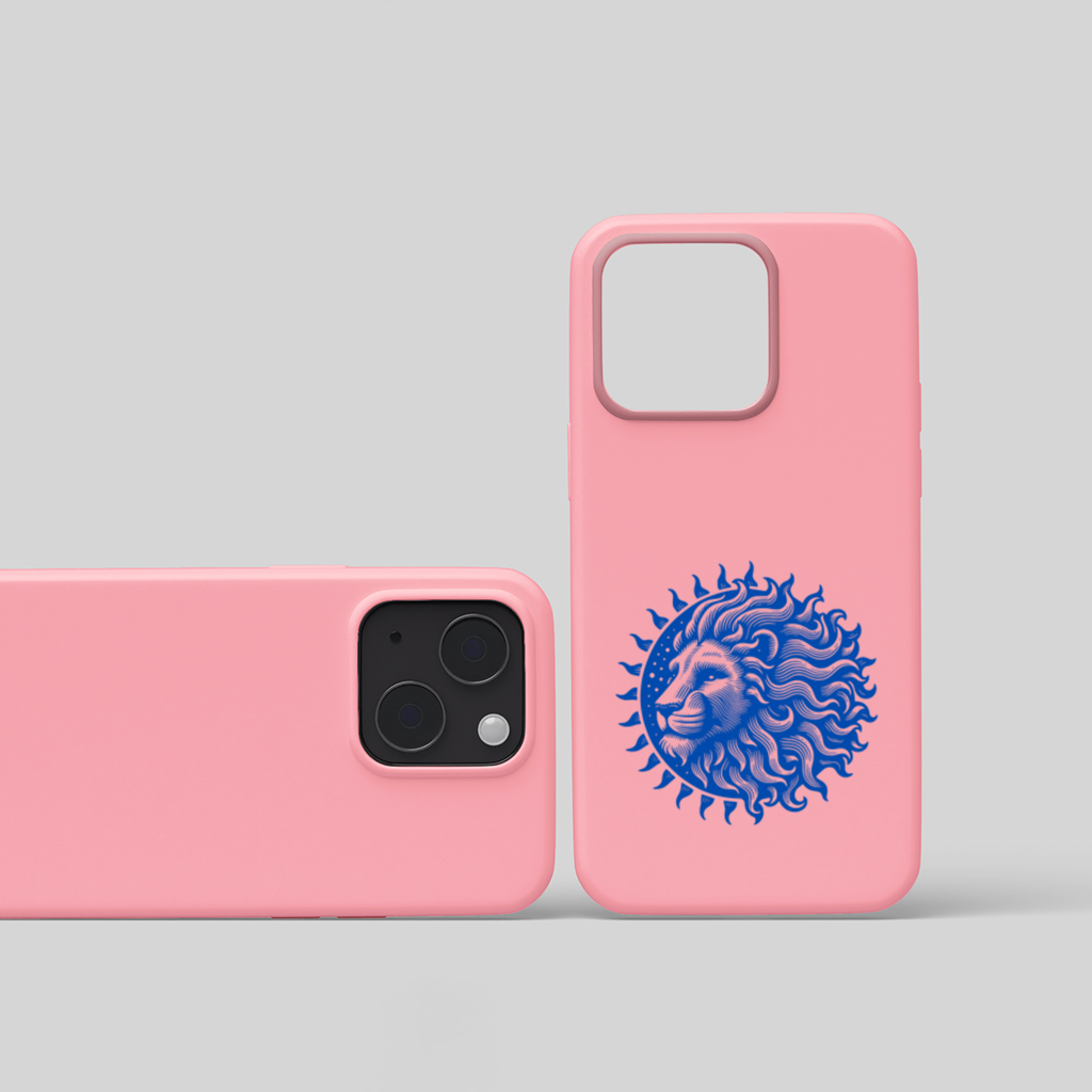 Leo Zodiac Sun and Moon Blue Motif iPhone 15 Plus Case