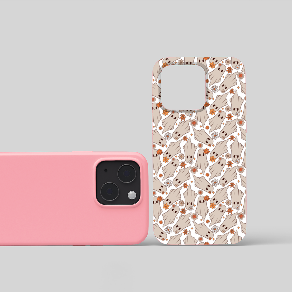 Retro Floral Cute Ghost Seamless Pattern iPhone 15 Plus Case