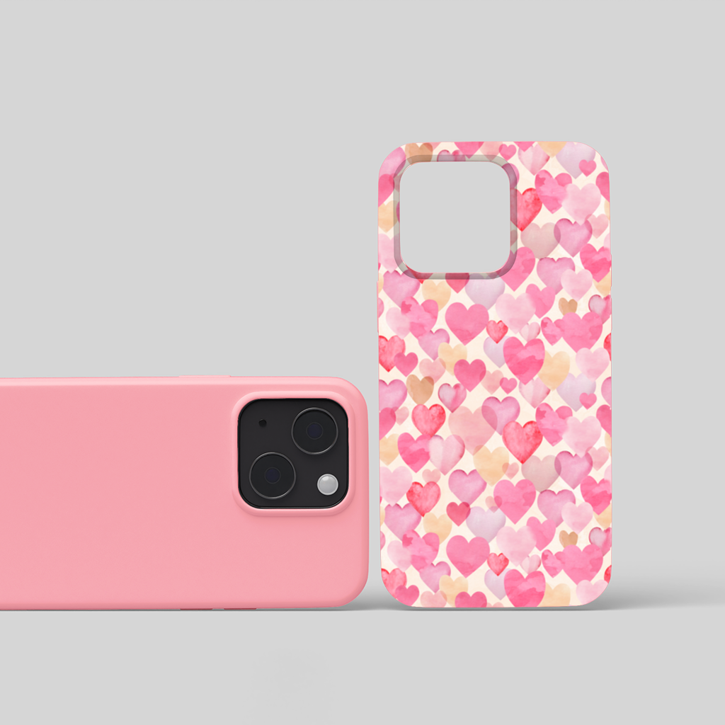 Watercolor Pink Hearts iPhone 15 Plus Case