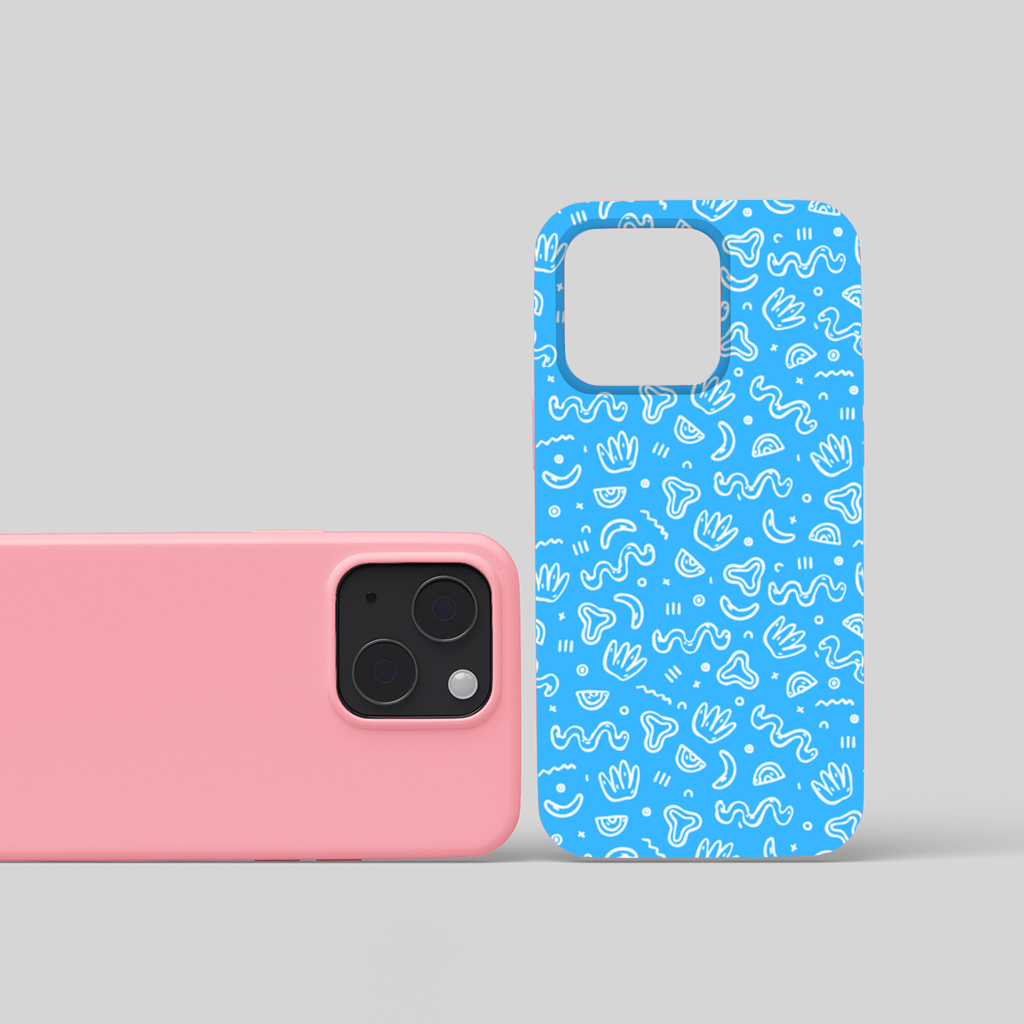 Blue Abstract Doodle iPhone 15 Plus Case