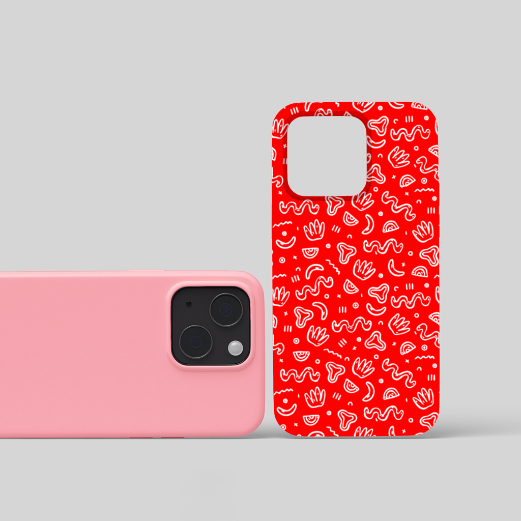 Red Abstract Doodle iPhone 15 Plus Case